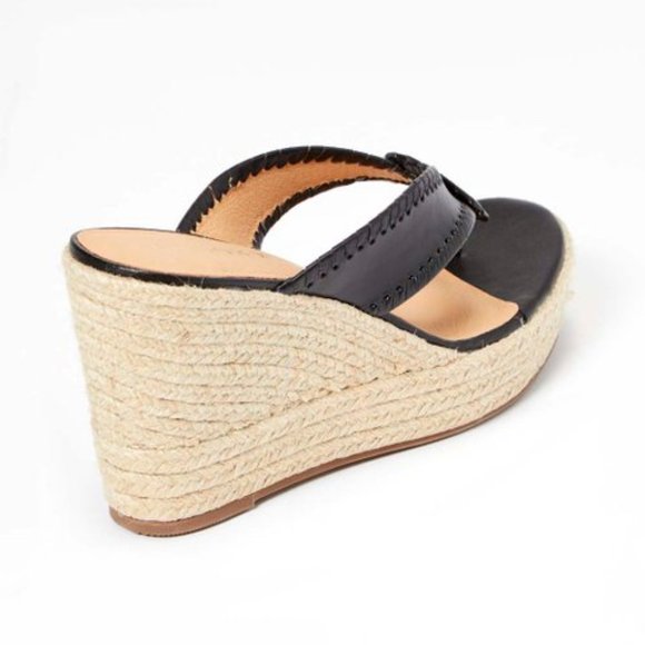 NWT Jack Rogers Black Rowan Platform Leather Espadrille Women's Size 9 - Picture 3 of 6